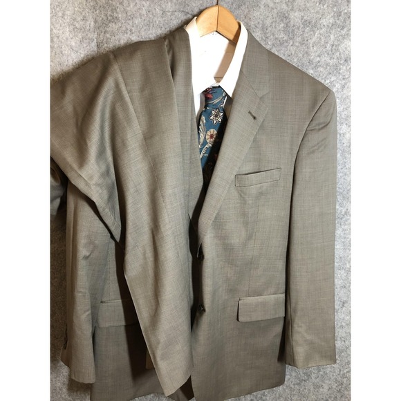 Jos A Bank Suit Mens 43R 37W Brown Check Wool 2 Piece Jacket Pants Classic